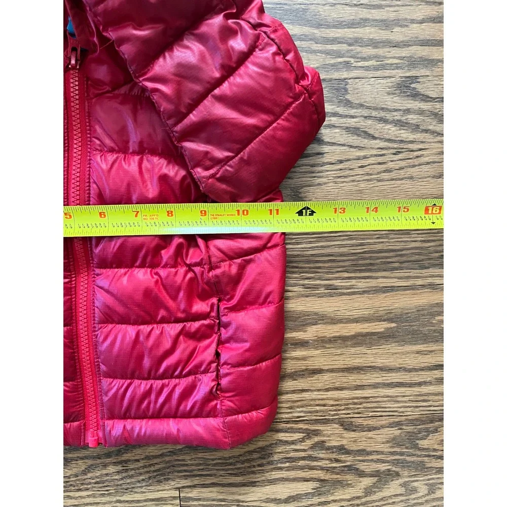 Primary Kids Raspberry Red Hooded Puffer Jacket 12-18 Months Recycled Polyester